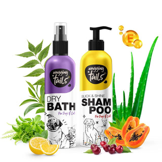 Furshine Bathing Kit - Shampoo & Dry Bath Kit - 200ml + 200ml