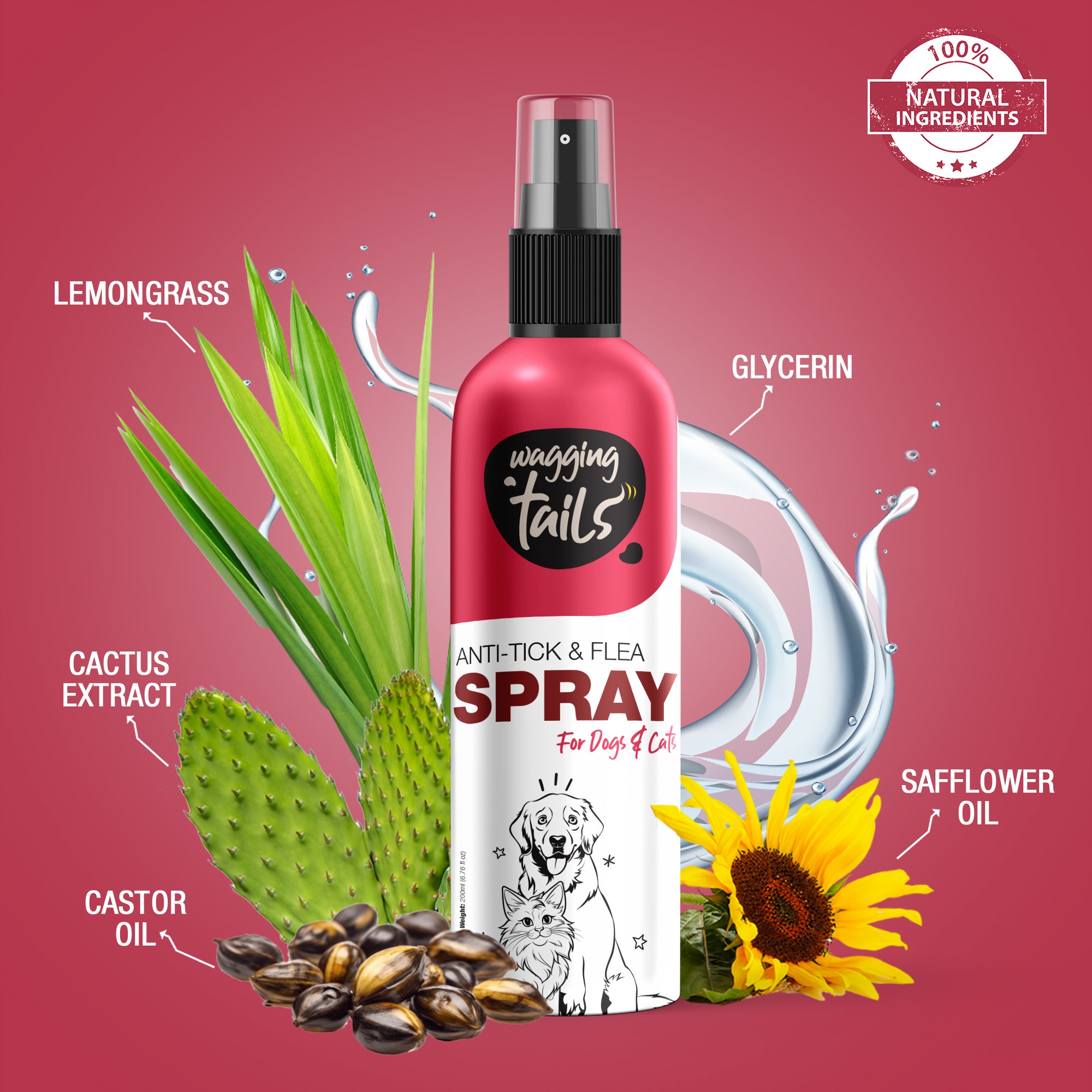 Anti-Tick Flea Spray 200ML – Wagging Tails - Main Image